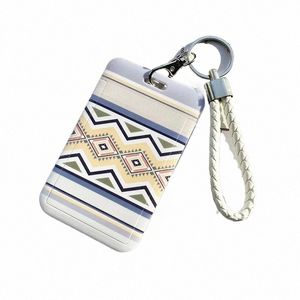 Studentskola buss -ID -korthylsa Hållare Key Chain Korean Söt geometrisk pojkeflicka Kvinnlig kreditkort Omslagsfall Z946#