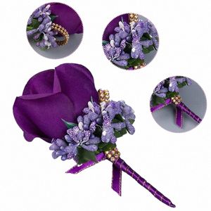 Boutniere FRS Hochzeit Corsage Pins Weiß rosa Bräutigam Abschlussball Boutniere Männer Hochzeitsanzug Brosche mit Eheakrorien M9XS#