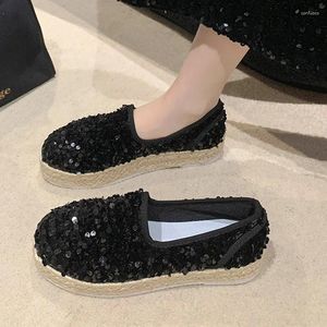 Casual Shoes Bling Flats Women loafers Summer Platform Grunt Sandaler 2024 Designer Walking Outdoor Comfort Chaussures Kvinna