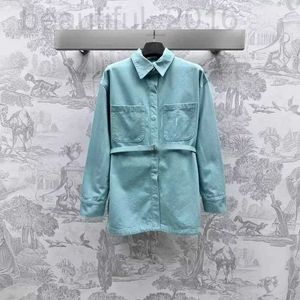 Kadın Ceket Tasarımcısı Erken Bahar Yeni Fen Nanyou Gaoding Taze ve Nazik Stil Kemer Polo Yakası Macaron Renk Uzun Kollu Denim Ceket VW8Y