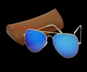 Verkaufe brandneue Designer -Mode -Farbspiegel Männer Frauen Politische Sonnenbrille UV400 Vintage Sport Sonnenbrille Gold Blau 58mm 62mm Len6441759