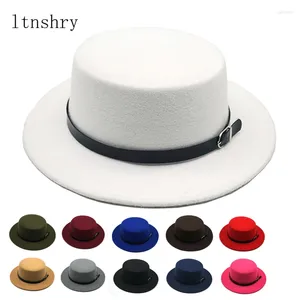 Berets Felt Hat Men Fedora Hats With Belt Women Vintage Trilby Caps Wool Warm Jazz Chapeau Femme Feutre Panaman