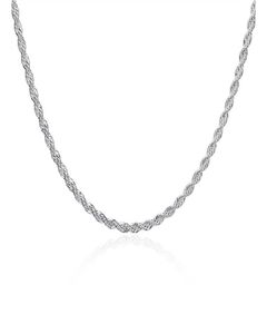 Topppläterade Sterling Silver Necklace 4mm Men ed Rope Chains 16 18 20 22 24 tum DHSN067 925 Silver Plate Neckor Jewel8888882