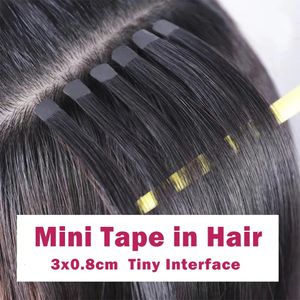 Mini Tape in Human Hair s Double Side Invisible Seamless 10pcsset Natural Straight Black Brown Blonde 240408