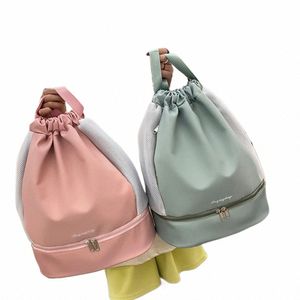 Bolsa de basquete de cordão com compartimento de sapatos Sports String Knaps mack com bolsos de malha para fitn esportes yoga exercício C8ie#