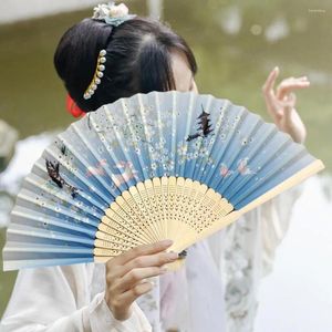 Figurine decorative Eleganti ventole pieghevole Vintage in stile cinese con nappe per motivi fiore