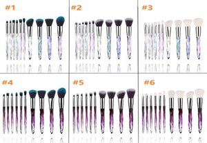 20Set Diamond Shape Rainbow Handle 10st Makeup Brushes Set Professional Foundation Crystal Diamond Handhands Makeup Brush 6Styles I5356926