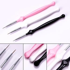 3Pcs Acrylic French Stripe Nail Art Liner Brush Set 3D Manicure Drawing Brush Liner Brush Pen UV Gel Brushes Painting Tools