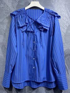 Camicette da donna Seifrmann di alta qualità Summer Donne Designer Shirts Sleeve Long Slione Striped Lady Tops