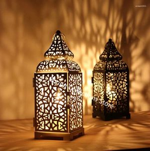 Ljushållare 28,5 10 cm svart/vit/guld marockansk vintage elegant metall ihålig hållare artiklar europeiska ljusstake hängande lykta