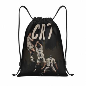 Cristiano Raldo Football CR7 Drawstring Backpack Sports Gym Sackpack String Bag para Exercício 16tx#