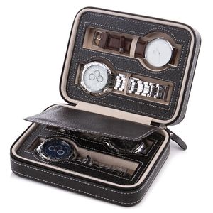 Neue Uhrenboxen Cross Border Spot 2 4 8 Position Watch Zipper -Tasche High -End -PU -Leder -Uhr -Uhr -Uhr -Uhr -Schachtel Black und Braun Ledertravel Watchbox