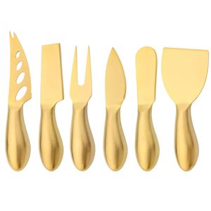 Gold Matte Stainless Sttel Handle Cheese Knife Set Mini Cheese Knife Butter Knife Slicer Knife Pizza Cutter Baked Cheese Knife 240407