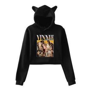 Vinnie Hacker Crop Top for Teen Girls Streetwear Hip Hop Kawaii Cat Ear Harajuku Cropped Sweatshirt Pullover Tops Sportswear