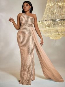 Toleen Women Plus Size Maxi Dresses Sequin Dress مع خط العنق القطري بلا أكمام في Vestidos de Novia Fishail 240412