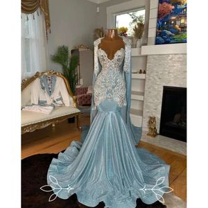Lodowate niebieskie długie wieczorne suknie konkursowe z Cape Blask Diamond Crystal Gillter Birthday Celebrity Queen Gown Gala 2024