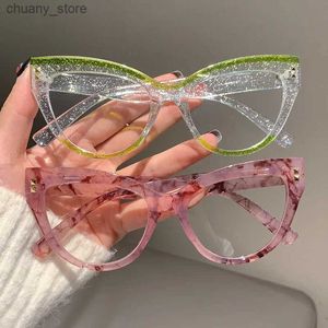 Sonnenbrille Neue Katzenauge Frauen Blaues Licht blockieren Brillen 2023 Mode Neues Design Vintage Butterfly Computer Optical Eyewear für Lady Y240416