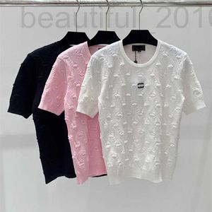 Damska koszulka projektantka Dalang moda High Edition 24 Summer New Heavy Industry Lingge Jacquard Sky Silk cienki dzianinowa koszulka TOP FI8C