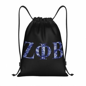 Anpassad Zeta Phi Beta DrawString Bag Män Kvinnor Lätt sport Gym Lagring Ryggsäck I54D#