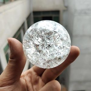 Dekorativa figurer Transparent Ice Crack Handicraft Feng Shui Diy Home Decoration Glass Marmor Magic Sphere Crystal Ball Ornament