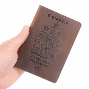 genuine Leather Canada Passport Cover For Canadians Credit Card Holder Passport Case Unisex Travel Wallet Z4xE#