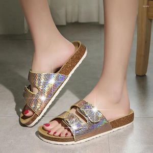 Slippers Glitter Women Summer Sandals 2024 Fashion Bling Female Candy Color Flip Flops Beach Flat Shoes Outdoor