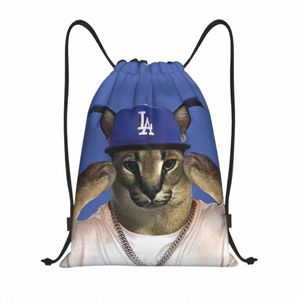 Big Floppa Rapper Meme Drawstring Backpack Sports Sport Gym Bag para homens homens engraçados Caracal Cat Sackpack C6EM#