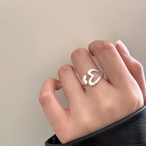 925 Sterling Silver Simple Nisch Hollove Love Opening Codep Finger Ring Female Fashion Joker Ins Luxury Cold Wind Ring