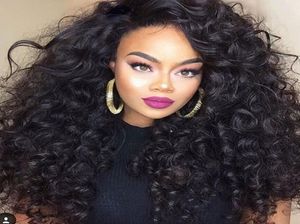 300 Högdensitet Deep Curly Spets Front Wigs Glueless Full Spets Front Human Hair Wigs With Baby Hair for Black Women5806009