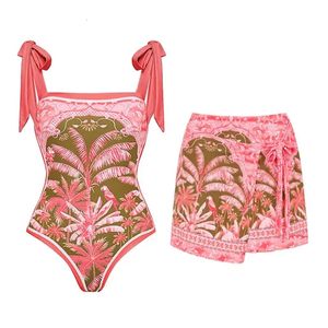 2024 Salia de maiô retro Retro Prind Prind Prind Floral Swimwear Women Slimming Bathing Suit de praia Desgaste 240416