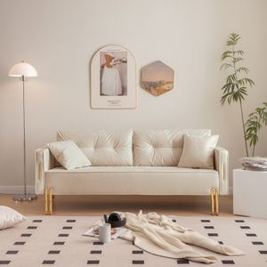 70-calowa sofa kanapa luksusowa nowoczesna 3-osobowa sofa z 2 poduszkami do salonu, mieszkania i małej przestrzeni