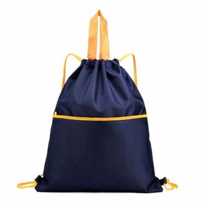 portable Sport Fitn Travel Outdoor Backpack Drawstring Bag Waterproof Gym Drawstring Sack for Swimming Basketball Yoga 55Js#