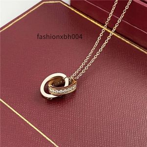 necklace 2024choker womens love jewelry gold pendant dual ring stainless steel jewlery fashion oval Interlocking rings clavicular chain necklaces designer