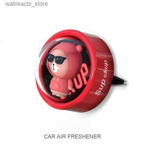 Car Air Freshener Bear Car Air Freshener Purifier Hoodies med lätt Auto Interior Parfym Diffuser Pilot Rotating Propeller Outlet Fragrance L49