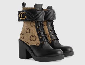 Ankle Boots Women Boot Designer Shoes Fashion Double Luxury Retro Shoes Leather Chunky Heel Ankle Belt Boots Outfit Jack Locomotive Boots Size 35-42 #01