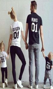 새로운 가족 왕 여왕 01 인쇄 셔츠 100면 티셔츠 어머니와 딸 아버지 아들 의류 공주 왕자 세트 부모 Child6557785