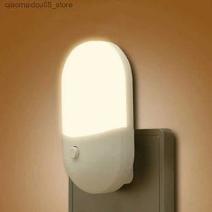 Lampade sfumature del letto Night Light Eu Us Plug LED Night Light AC 85V-265V Camera da letto Luce per bambini Night Night Light Corridor Wilet Q240416