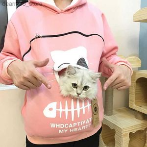 Cat Carriers Crates Houses Sweatshirt Cat Lovers Hoodie Kanaroo do Pet Paw Pullover Cuddle Pouch Cat Carrier Sweatshirt Pocket Animal Ear Hooded Plus L49