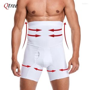 Herrkroppsformar Qtree män hög midja mage kontroll shaper plus storlek formskolor shorts bantning tränare formning kompression underkläder