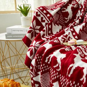 Filtar Nordiska julkast Filt stickat randigt trädkontor Tuppa Fritid för sängar Soffa Cover Years Tapestry