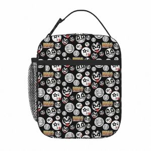 Kiss Band Pattern Isolated Lunch Bags Portable Lunch Ctainer Thermal Bag Tote Lunch Box Work Picnic Food Storage Påsar 01H9#