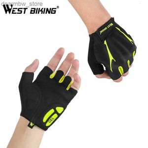 Cycling Gloves WEST BIKING Cycling Gloves Half Finger Summer Anti Slip Shockproof MTB Bike Gloves Gel Pad Men Women Sports Fitness Gloves L48