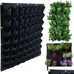 Planters & Pots 36/72 Pockets Green Grow Bag Wall Hanging Planting Bags Planter Vertical Garden Vegetable Living Outdoor Home Tool 240 Dhlqw