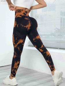 Active Pants Womens High midja Yoga Pants Tie Dye Seamless Leggings Compression Hip Lifting Stretch LeggingsL2403