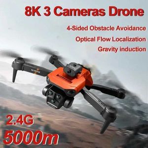 Drony 8K 3 Drone Optyczny przepływ optyczny obiektyw elektryczny 360 wszechstronne unikające przeszkody Fotografię powietrzną quadkopter do podróży 240416
