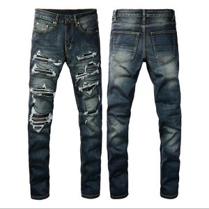 Mens Jeans de melhor qualidade Bordado de bordado de designer de designer de jeans de moda orifícios de moda as calças de rua do hip hop tamanho 28-40#121