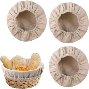 Baking Tools Kitchen Table Mat 3pcs 9 Inch Bread Proofing Basket Cloth Liner Round Bowl Liners Linen Cover