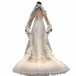mmq M97 Lg Pearls Wedding Veil Lace Frs Off-White 1 Tier Royal Cathedral Bridal Veils with Comb woman Wedding Accories V7QA#