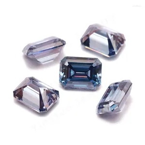 Loose Diamonds Sapphire Blue Emerald Cut Moissanite Stone VVS1 Lab GRA Certified 6 8mm 2ct