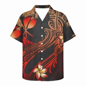 Camicie casual maschile Noisydesigns Boho Red Plumeria Stampe floreali camicia cubana guayabera COLLARE COLLARE Punk Designer Abbigliamento per uomo camis 24416